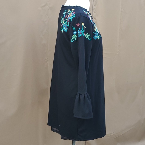 🍎2 Items/$12 OLIVIA & GRACE BOHO STYLE BELL SLEEVE BLACK DRESS SIZE LARGE - Picture 4 of 11